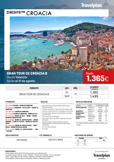 GRAN TOUR  DE CROACIA AGOSTO
